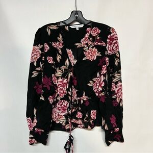 cupcakes & cashmere Black and Pink Floral Blouse